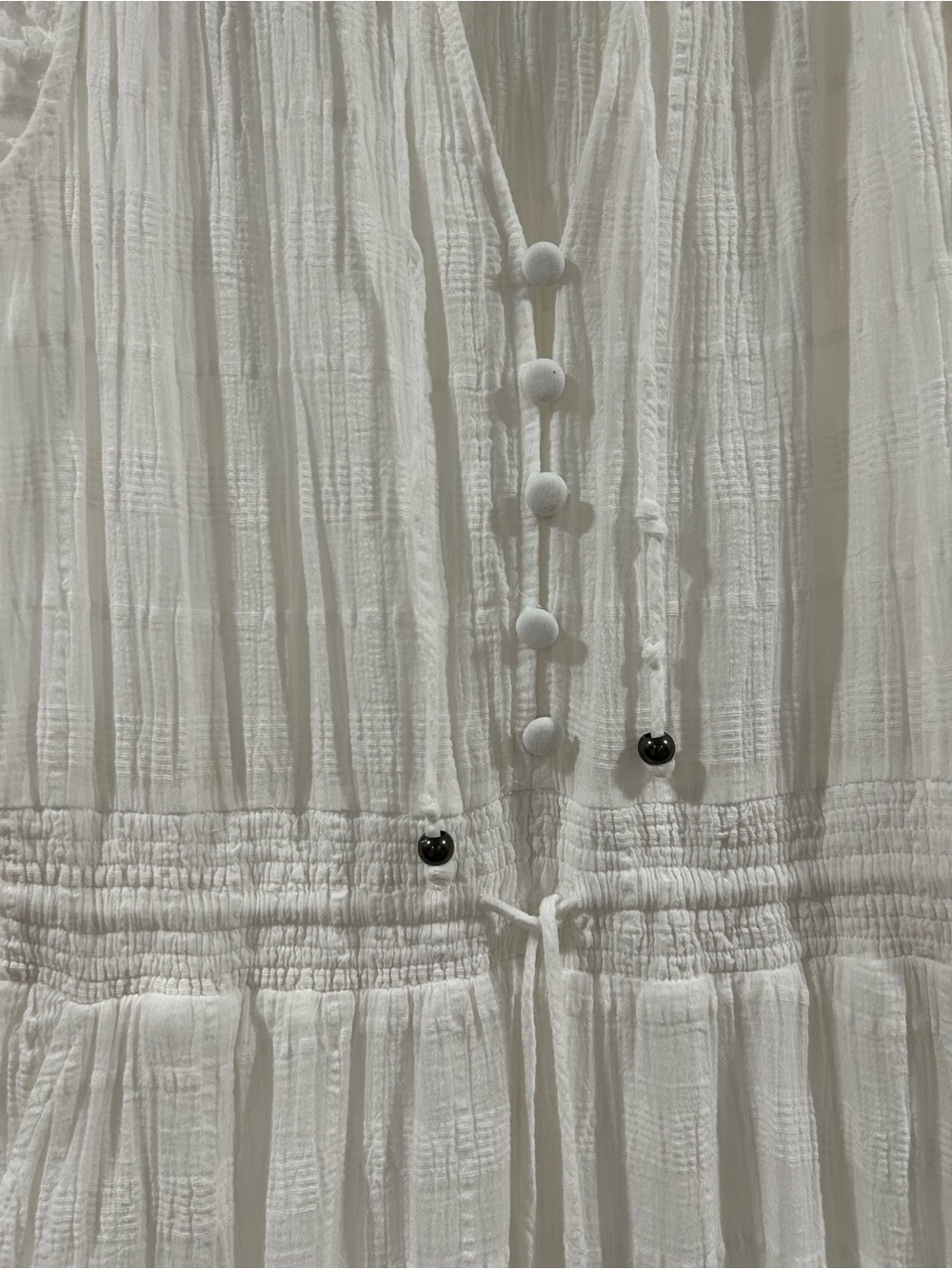 Kivari Serena Shirred Cotton Midi Dress In White - Picture 3 of 11